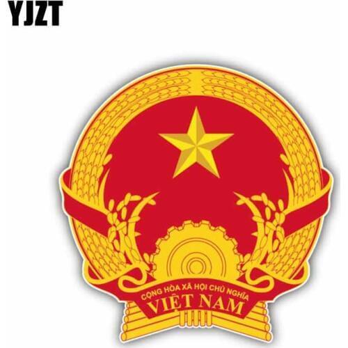 YJZT 11.7CM*11.8CM Creative Car Sticker Vietnam Coat Of Arms Reflective Motorcycle Helmet Decal 6-1420