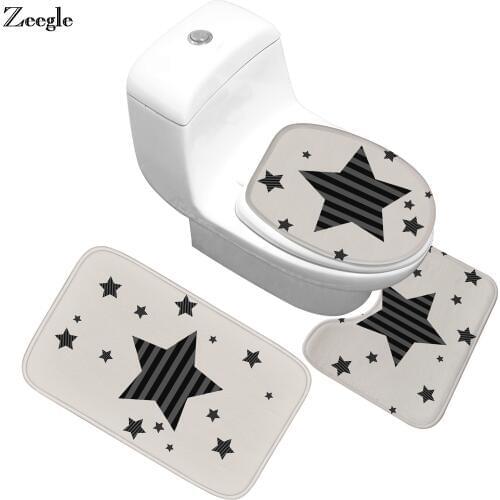 Zeegle Mat For Toilet 3Pcs Bathroom Carpet Bath Mat Non-slip Bath Rugs Bathroom Floor Mats Shower Carpet Bathroom Mat