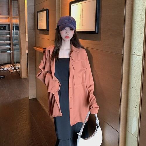 Draping shirt female design sense spring autumn 2021 new loose shirt long-sleeved tops plus size womens clothing