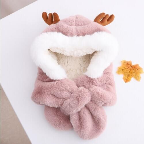 2020 New Cute rabbit 's Fur Female Elk horn scarf Hat Winter Protector Korean Warm ThickChristmas hats party hat hip-hop hat