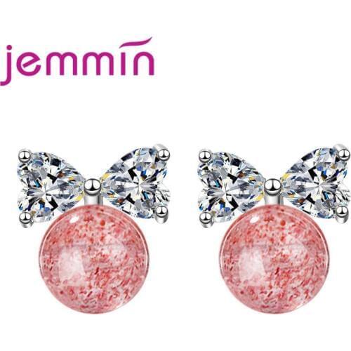 925 Sterling Silver Bow Ball Stud Earrings Noble Symbol Original Brand Bridal Wedding Jewelry Top Quality Cubic Zirconia