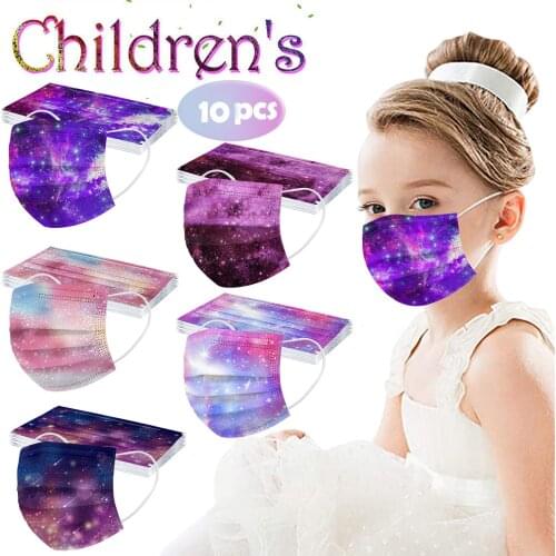 10PC galaxy sky print Children Kids Mask Disposable Face Mask 3Ply Ear Loop Mask Halloween Cosplay Mondmaskers Mascarilla Masque
