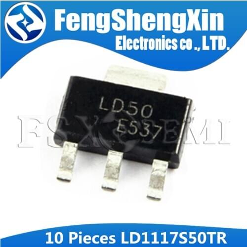 10PCS LD1117S50TR SOT-223 LD1117S50 SOT LD50 SOT223 SMD LOW DROP FIXED AND ADJUSTABLE POSITIVE VOLTAGE REGULATORS IC