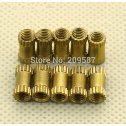 100pcs Brass Knurl Nuts M5x10mm(L)-7mm(OD) Metric Threaded insert