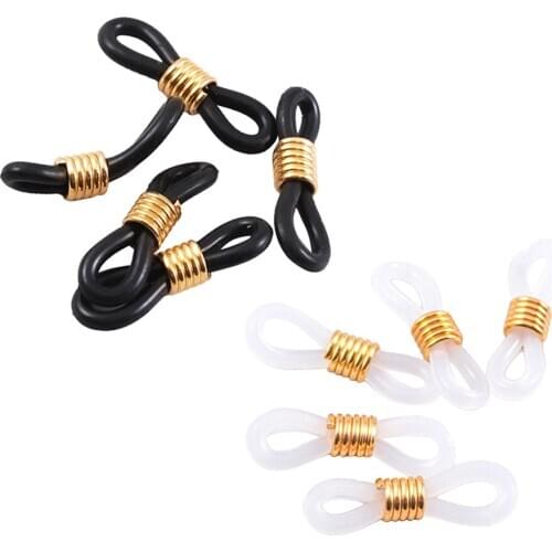 100pcs Anti-Slip Rubber Ends Eyeglasses Retainer Connector for Eyewear Chain Neck Cord 23x7mm