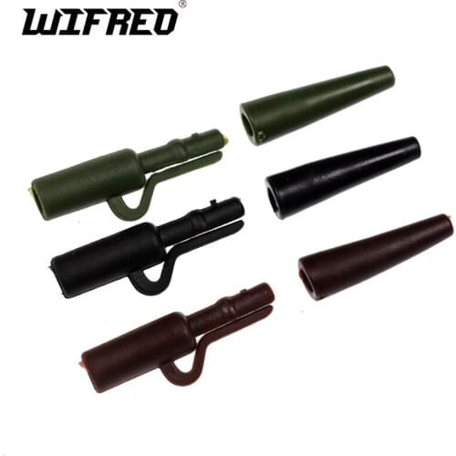 [20 Sets] Wifreo Carp Fishing Lead Clips with Tail Rubbers Black Green Brown Color Terminal End Tackle