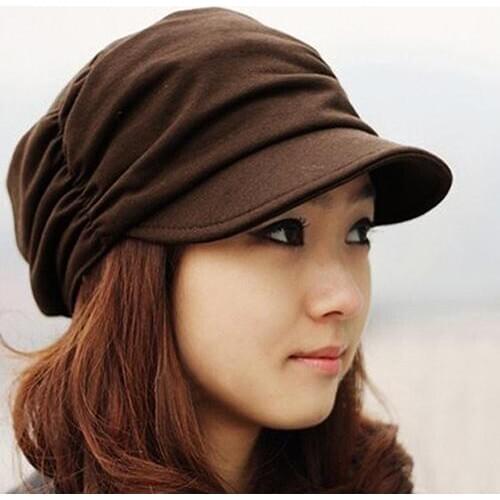 2020 Women Fashion Pleated Peaked Cap Hat Casual Travel Sunhat Women Peaked Cap Slouchy Girls Pleated Adult Sunhat Hat