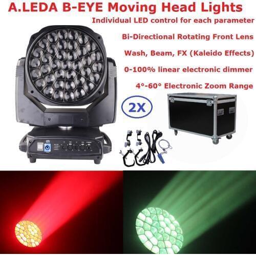 37X15W A.Leda B-EYE Moving Head Light Wash Beam Kaleido Effect 3IN1 Stage Lights With Bi-Directional Rotating Front Lens 21Chs