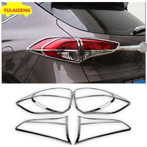 4pcs For Hyundai Tucson 2015-2018 ABS Chrome Taillight Taillamp Rear Light Lamp Cover Car Styling