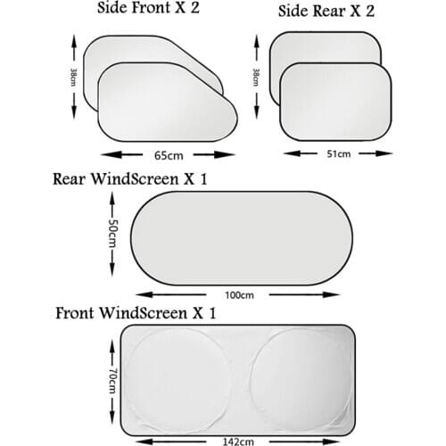 6Pcs Car Front Rear Side Sunscreen Insulation Window Sunshade Cover Protector Curtain