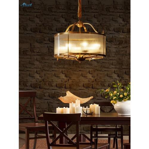 American All Copper Crystal Pendant Lights Luxury Living Room Dining Table Bar Room Modern Light Hanging Luster Lamps Fixtures