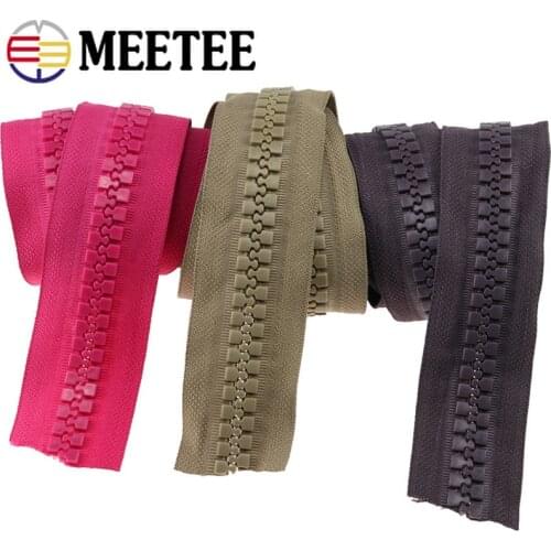 Meetee 1/2Meters 15#/20# Large Resin Code Zipper for Down Jacket Tent Outdoor Sewing Accessories DIY Garment Zip Craft ZA029