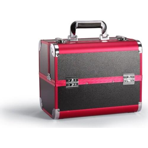 Aluminum Alloy Cosmetic Case Large Capacity Toolbox Makeup Organizer Storage Beauty Box Rangement Suitcase With Snap Lock Fashio