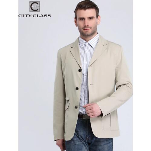 CITY CLASS New Man Summer Casual Windbreakers Fashion Turn-down Suit Collar Unlined Garment Cotton Outwears Free Shipping 13104