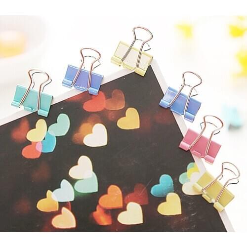 48 pcs/lot Colorful Metal Binder Clips 25mm Paper Clip School Office Learning Supplies Stationery High Quality