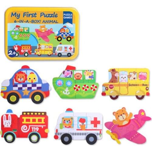 Wooden Puzzles Games 6-in-Box My First Puzzle Set for Toddlers Kids Educational Childrens educational simple parent-child enter