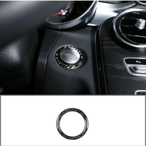 For Mercedes Benz C Class W205 GLC X253 2014-2019 Real Carbon Fiber Car Engine Start Button Ring Stickers Car Accessories