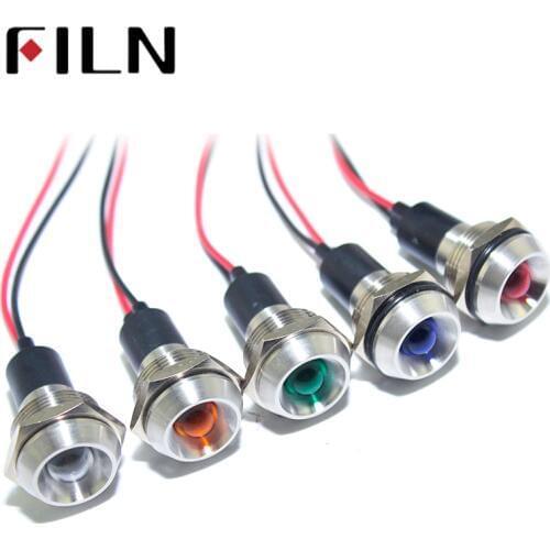 FILN 16mm 6v 12v 24v 48v 220v high quality car signal light metal led red blue green white emergency indicator lamp