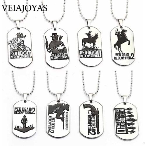Game Red Dead 2 Redemption Necklaces Stainless Steel Dog Tag Pendant Necklace Trendy collares for women Men Jewelry Accessories