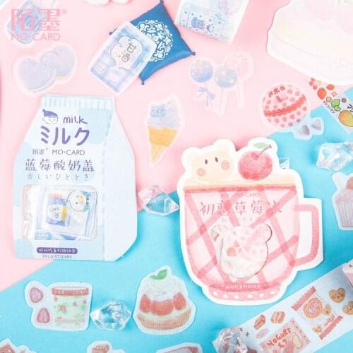 Kawaii strawberry cat Label Kawaii Diary Handmade Adhesive Paper Flake Japan Sticker Scrapbooking Stationery Stationery