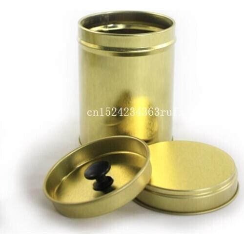 50Pcs 64x90mm Golden color tea boxes small round tin seal metal package tin tea packaging tank food tin can