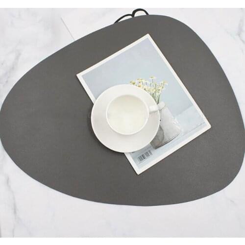 Placemat Table Mat Tableware Pad Leather Waterproof Heat Insulation Non-Slip Placemat Soft Black Brown Washable Bowl Coaster