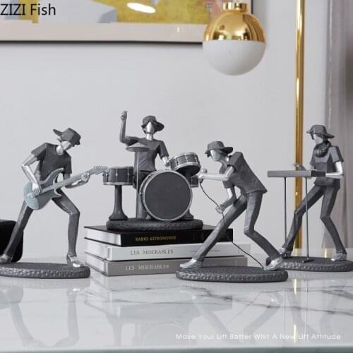Creative Rock Band Resin Figure Sculpture Figurines Decoration Art TV Cabinet Window Crafts Decorations Accessories Wedding Gift
