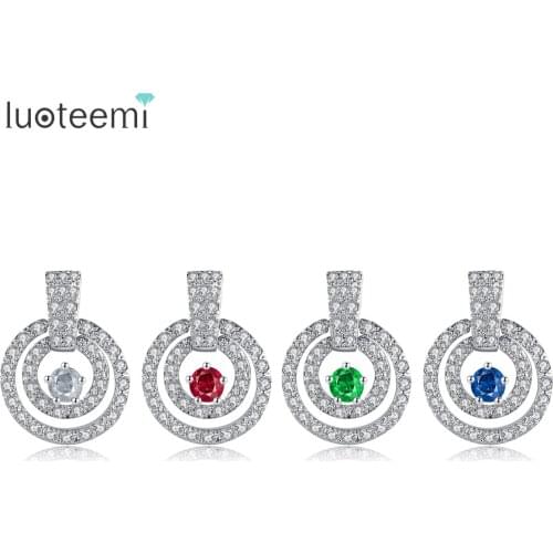 LUOTEEMI Copper Jewelry Circles AAA Cubic Zirconia White Gold-Color High Quality Fashion Earrings for Women