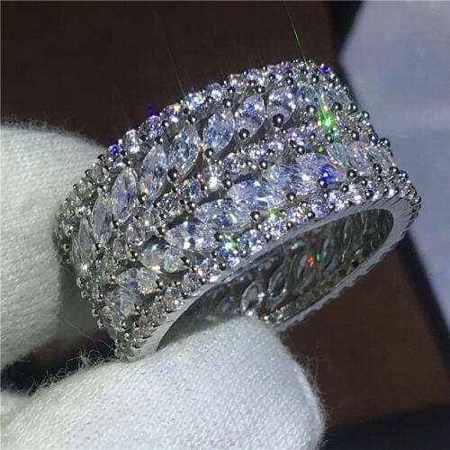 Fashion Lovers Flower ring White Gold Filled Engagement wedding band rings for women men Full AAAAA zircon crystal Bijoux