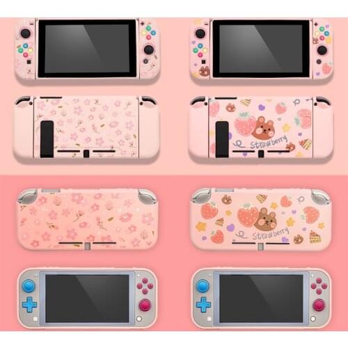 Soft TPU Skin Case for Nintendo Switch NS Lite Mini Console Joy-Con Controller Protection Cute Pink Shell Cover Accessories