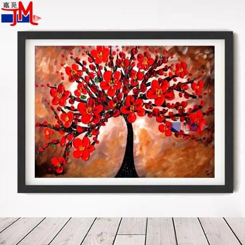 5D DIY Diamond Painting Landscape Tree Kit Full Drill Square Embroidery Plum Oil Painting Mosaic Art Picture Rhinestones Decor