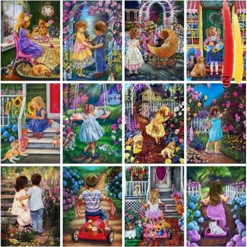 NIANHUA 5D DIY Square Diamond Embroidery Boys And Girls Round Cross Stitch Childhood Memories Art Kit Home Decoration