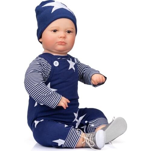 NPK 60CM Joseph Huge 3 Month Size 100% handmade Reborn Toddler Baby Boy Awake Doll Mutiple Layers Painting with Visible Veins