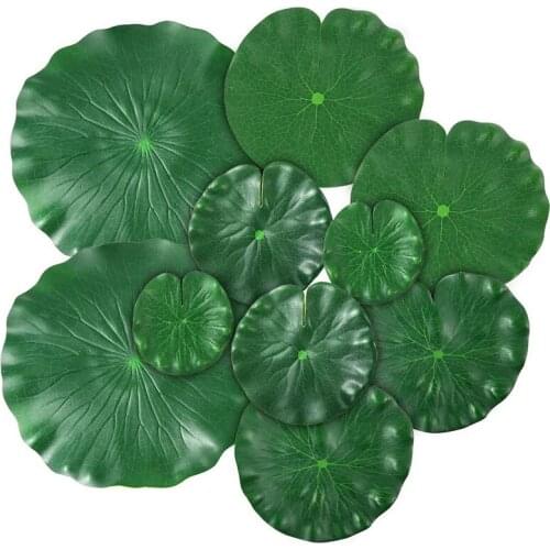 New 15 Pieces 5 Kinds Artificial Floating Foam Lotus Leaves Lily Pads Fake Foliage Pond Decor for Pool Aquarium Decoration