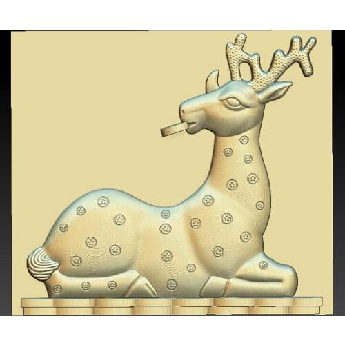 Coin deer 3d STL relief digital file - Sika deer STL Model for CNC Router 3D Printer Bas Relief