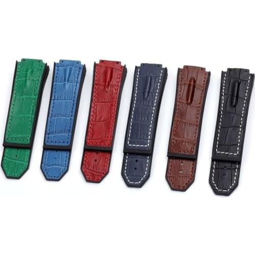 Blue Brown Green Black 29mm with Silicone watchband watch band for Hublot strap for king power series HUB logo on tool