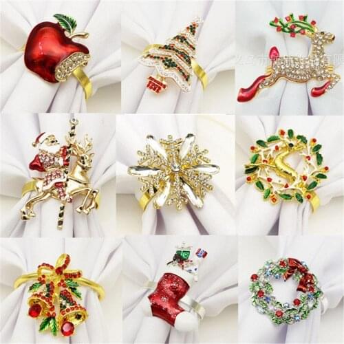 Christmas Napkin Ring Clasp Alloy Buckle Dinner Wedding Party Table Decoration servilleteros de mesa porta guardanapo