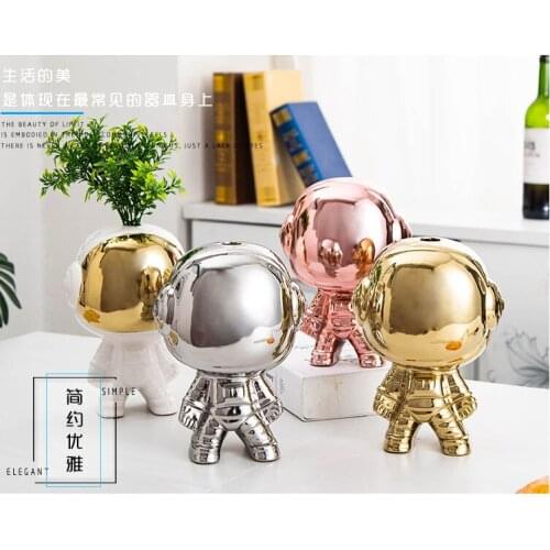 Modern Creative Minimalist Q Version Multicolor Astronaut Astronaut Ceramic Flower Arrangement Crafts Home Decoration