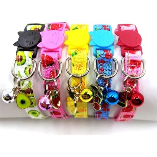 Belt Collars Kitten Accessories Breakaway Cat collar safety buckle necklace Fruit Cat Collar Cherry Pendent Pineapple watermelon