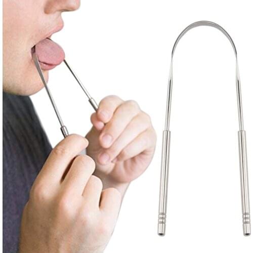 High quality Stainless Steel Tongue Scraper Cleaner Fresh Breath Cleaning Coated Tongue Toothbrush Oral Hygiene Care Tools