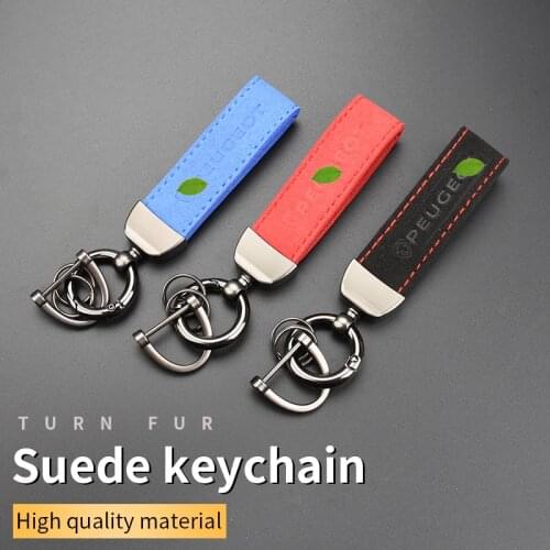 Suede Key Strap Peugeot Logo Key Ring for Peugeot 207 208 307 308 407 807 306 107 607 408 206 406 2008 3008 4008 5008 Keychain