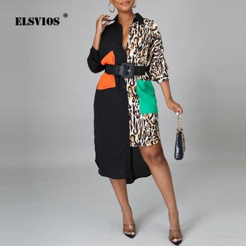 Loose Slim Irregular Patchwork Pocket Shirt Dress 2021 Summer Elegant Lapel Button Midi Dress Autumn Women Casual Print Vestidos