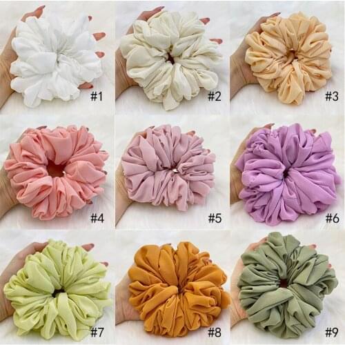 1Pcs Muslim Fashion Bunch Hair Tie Women Chiffon Rubber Band Volumizing Scrunchie Ponytail Holder Hair Ties Headband Accessory