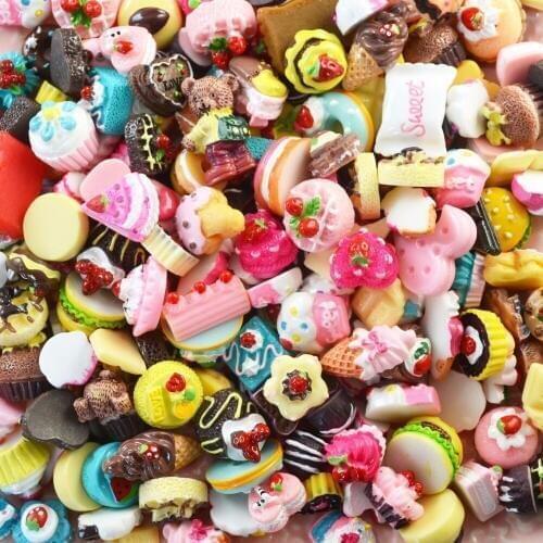 10Pcs Diy Crystal Slime Supplies Accessories Phone Case Decoration For Slime Filler Miniature Resin Cake Flowers Candy chocolate