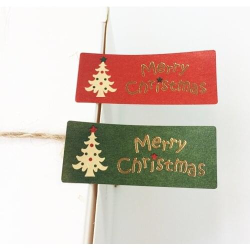 100PCS Merry Christmas tree Gilding Seal gift Sticker for DIY Multifunction baking package Label