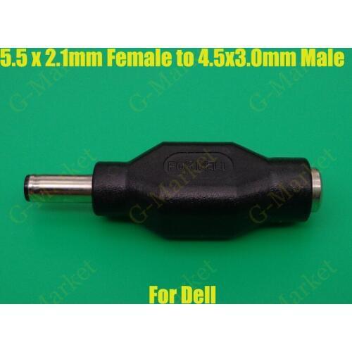 2pcs DC Jack Connector 5.5x2.1mm Female to 4.5x3.0mm Male for Dell Envy Laptop Power Adapter Extender Converter