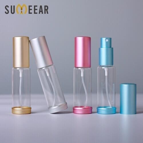 20 PCS/lot Color aluminum Atomizer Perfume Bottles transparent Glass Empty Spray Atomizer Refillable Bottle