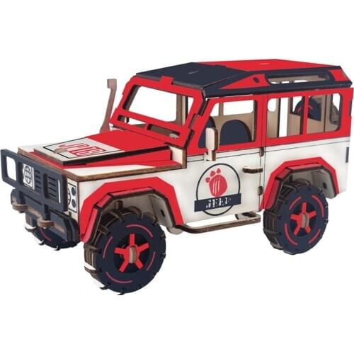 3D Puzzle SUV Thunder Woodcraft Assembly Kits Jigsaw Model Gifts for Adults Children with 149 pcs