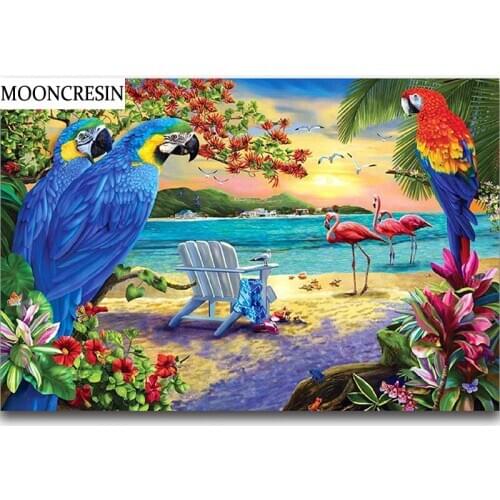 5D Diamond Painting Flamingo & Parrot Cross Stitch Diamond Embroidery Home Decor Crystal Mosaic Rhinestone Paint With Diamonds