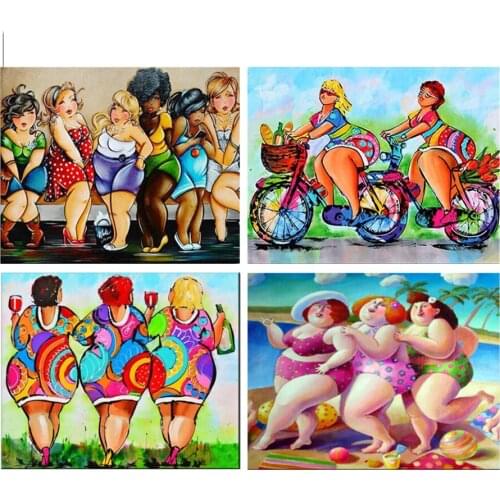 5D DIY Diamond painting Cross stitch Fat lady Full Square Diamond embroidery Beauty woman Full Round Diamond mosaic sexy girl